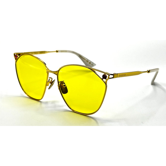 Gucci Sunglasses GG1375SA-002 Womens Gold Metal Cat Eye Frame Yellow Lens 62mm main image 5